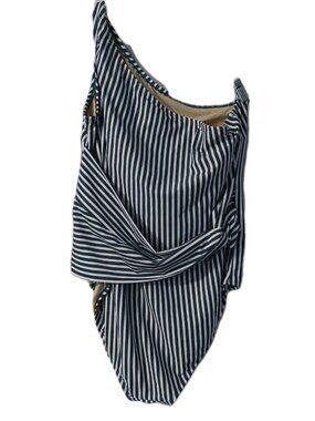 Coastal Blue Womens Swimsuit Size 2x One Shoulder White Blue Stripes